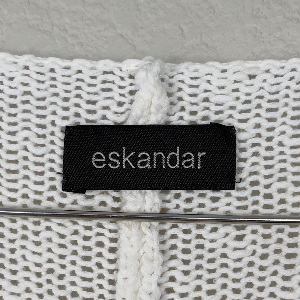 Eskandar Cardigan Sweater Cotton Linen Oversized Knit OS Ivory Cream‎ Lagenlook - Picture 3 of 13